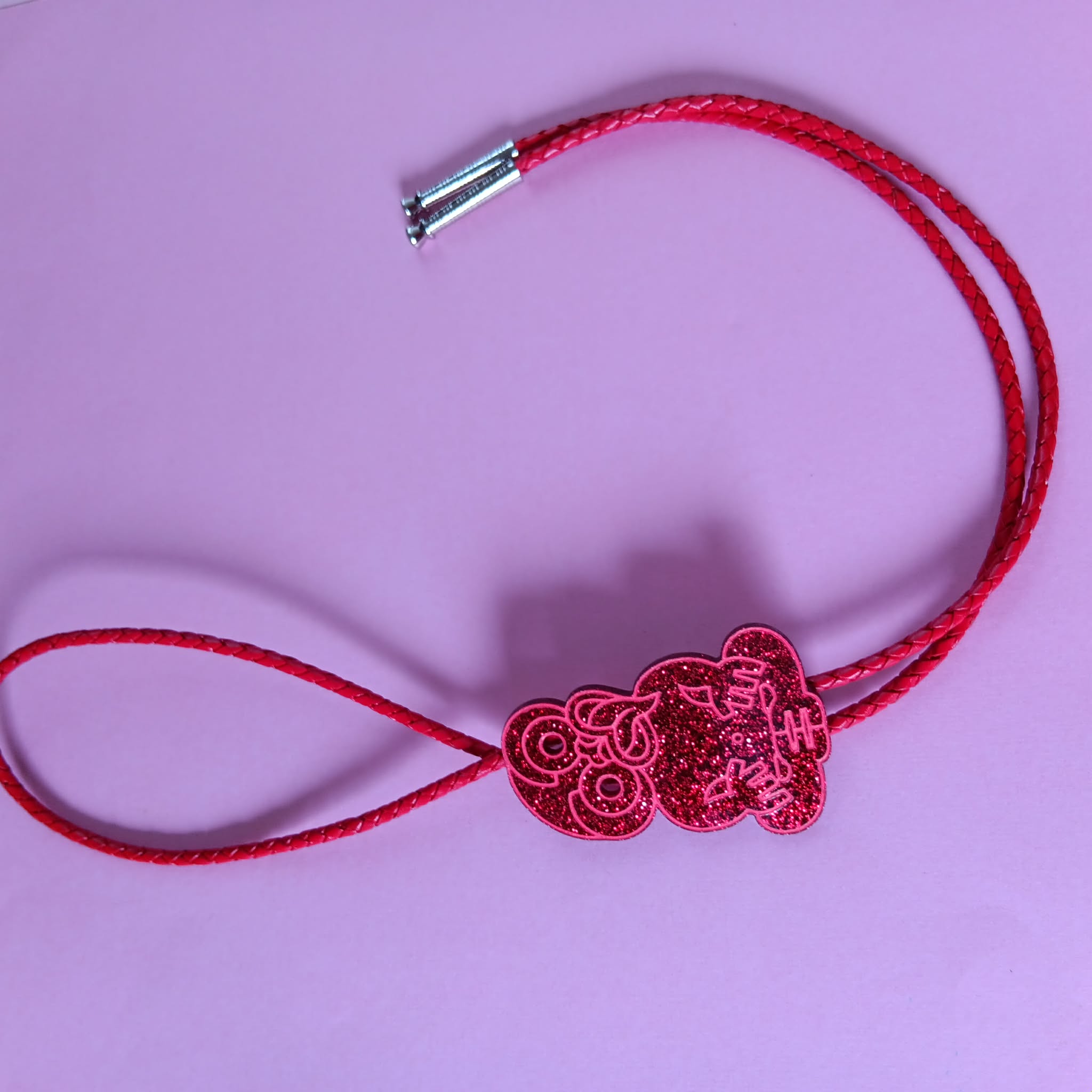 TIKI BOLO TIE - RED LEATHER CORD